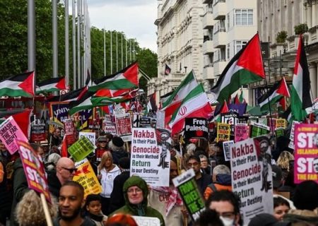 راهپیمایی ده‌ها هزار نفری در لندن در حمایت از فلسطین